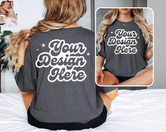 Gildan 5000 Front and Back Mockup, Gildan 5000 Charcoal Mockup, Shirt Back Mock Up, Back Shirt Mockup, Front Back Mockup Tshirt, Back Mockup