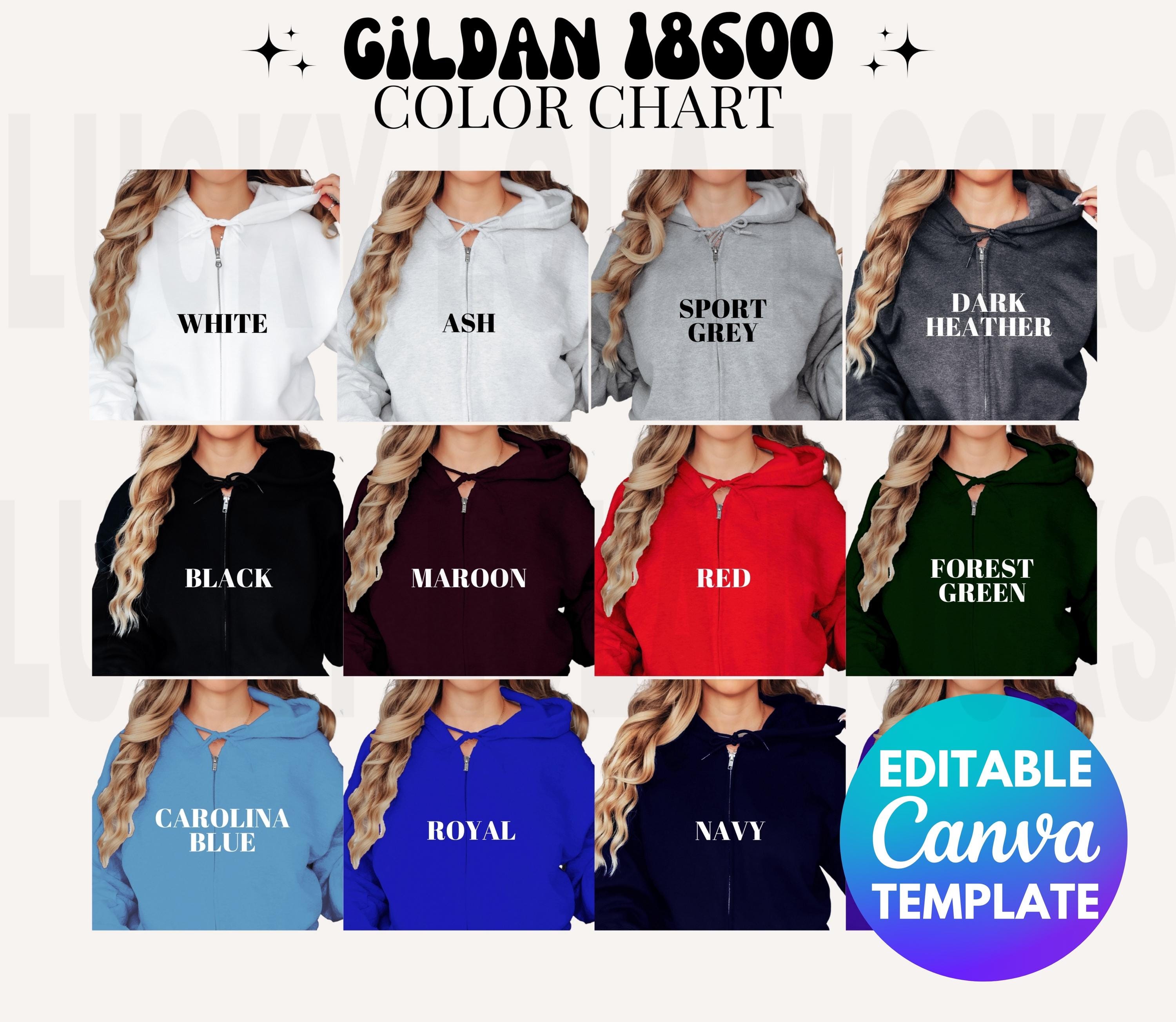Editable Gildan 18600 Color Chart, 18600 Mockup, Gildan Zip Hoodie Mockup, G186 Mockups, Gildan Zip Up Mock Up, Zip Up Hoodie Mockup
