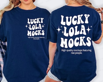 Comfort Colors 1717 Front & Back Shirt Mockup, True Navy 1717 T-Shirt Mockup, Front Back Comfort Colors Mockup, c1717 Tee Mockup Front Back