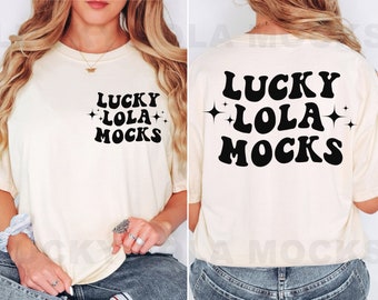 Front and Back Comfort Colors Ivory Mockup, Backside Mockup, Front Back Mockup, 1717 Ivory T Shirt Mock Up, Oversized Mockup, Model Mock Up