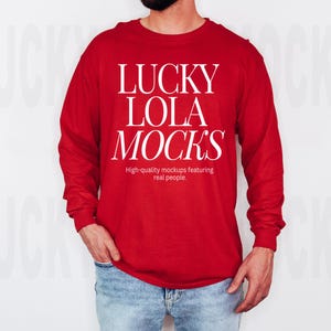 Gildan 2400 Red Mockup, Gildan Long Sleeve Mockup, Gildan 2400 Mockup, Gildan g240 Mockup, Long Sleeve Shirt Mock Up, Model Mockup