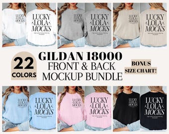 Gildan 18000 Front and Back Mock Up Bundle, Gildan 18000 Mockup Bundle, Gildan 18000 Front Back Mockup, Front and Back Sweatshirt Mockup