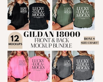 Front and Back Gildan 18000 Mockup Bundle, Sweatshirt Mockup Bundle, Gildan 18000 Mockup Bundle, Model Mockup, 18000 Front and Back