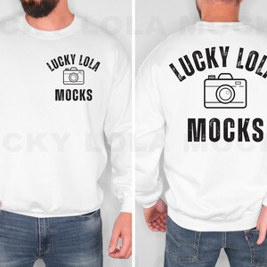 Front and Back Gildan 18000 White Mockup, Backside Mockup, Front Back Mockup, Gildan White Sweatshirt Mockup, Male Mockup, Men Mockup Back