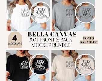 Front Back Bella Canvas 3001 Mockup Bundle, 2 Side Shirt Mockup, Front and Back Shirt Mockups Bundle, 3001 Front Back, 3001 Front and Back