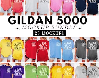 Gildan 5000 Mockup Front and Back Bundle, Gildan 5000 Mockup, Gildan 5000 Bundle, Gildan Shirt Mockup Bundle, Front and Back Mockup