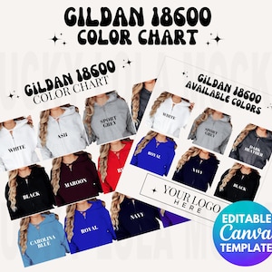 Editable Gildan 18600 Color Chart, 18600 Mockup, Gildan Zip Hoodie ...