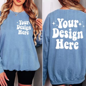 Comfort Colors 1466 Blue Jean Mockup, Comfort colors 1466 Mockup, Front and Back Mockup, Comfort Colors Sweatshirt Mockup, 1466 Blue Jean