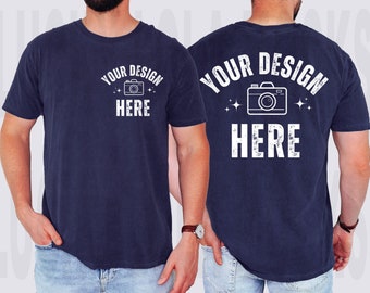 Comfort Colors Navy Mockup, Front and Back Comfort Colors Mockup, Male Mockup, C1717 Mockup Man, 1717 Mockup, 1717 Navy Mockup, CC1717 Men