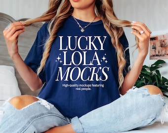 Comfort Colors 1717 True Navy Mockup, Blue Shirt Mockup, c1717 True Navy Mockup, Comfort Colors Tshirt Mockup, cc1717 Mockup, Model Mockups