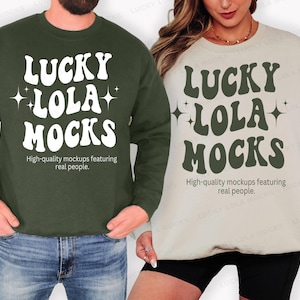 Gildan 18000 Couple Sweatshirt Mockup, 18000 Matching Mockup, 18000 Couple Mock Up, Gildan 18000 Sand Mockup, Gildan 18000 Military Green