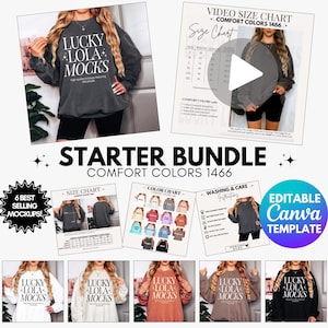 Comfort Colors 1466 Video Starter Bundle, Comfort Colors Starter Mockup, Comfort Colors 1466 Color Chart, 1466 Video Size Chart, 1466 Bundle