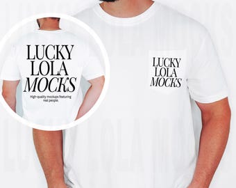 Comfort Colors 6030 White Pocket Mockup, Comfort Colors 6030 Mockup, Front and Back Mockup, Pocket Shirt Mockup, 6030 White Mockup