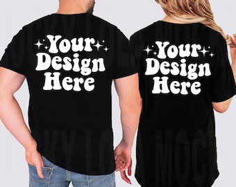 Bella Canvas 3001 Couple Mockup, 3001 Black Mockup, Model Mockup, Couples Tshirt Mockup, Matching Mockup, Men and Women Mockups, Back Mockup