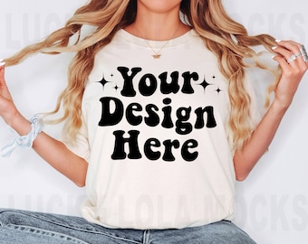 Comfort Colors Ivory Mock Up, Ivory Shirt Mockup, 1717 Ivory Mockup, Boho Mockup, Oversized Shirt Mockup, T-Shirt Mockup, Model Mockup