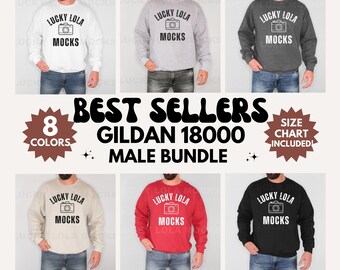 Gildan 18000 Mockup Bundle, Gildan 18000 Male Mockup, Male Model Mockup, 18000 Male Mock Up, G180 Mockup, Men Sweatshirt Mockup
