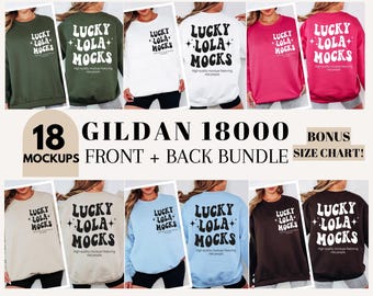 Front and Back Gildan 18000 Sweatshirt Mockup Bundle, 18000 Front Back Mock Up, Front and Back Sweatshirt Mockup, Gildan 18000 Mockup Bundle