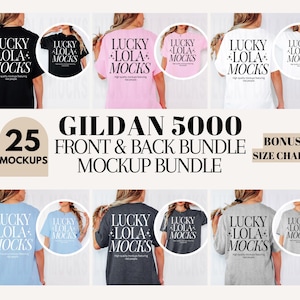 Gildan 5000 Mockup Front and Back Bundle, Gildan 5000 Mockup, Gildan 5000 Bundle, Gildan Shirt Mockup Bundle, Front and Back Mockup