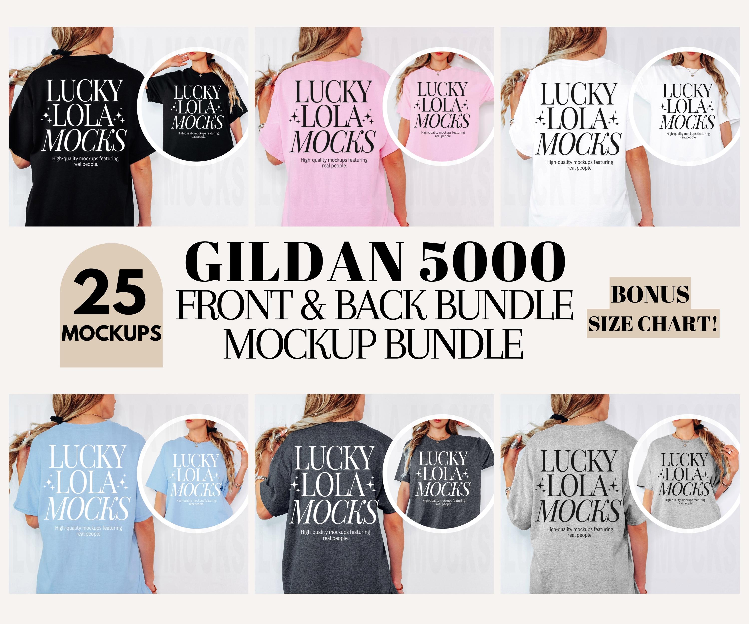 Gildan 5000 Mockup Front and Back Bundle, Gildan 5000 Mockup, Gildan 5000 Bundle, Gildan Shirt Mockup Bundle, Front and Back Mockup