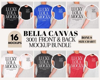 Bella Canvas 3001 Front Back Bundle, Front and Back Men Mock Up, Bella Front and Back Crewneck Mockup, Front and Back Mockup Bundle