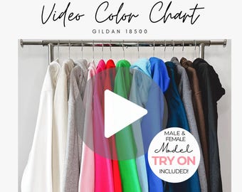 Matching Gildan 18500 Video Color Chart, Gildan 18500 Color Chart, Gildan 18500 Video, 18500 Video Chart, 18500 Video Mockup, 18500 Couples