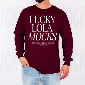 Gildan 2400 Maroon Mockup, Gildan Long Sleeve Mockup, Gildan 2400 Mockup, Gildan g240 Mockup, Long Sleeve Shirt Mock Up, Model Mockup