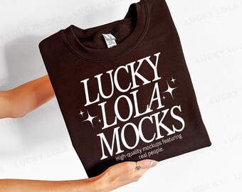 Gildan 18000 Dark Chocolate Mockup, Folded Gildan 18000 Mockup, Folded Sweatshirt Mockup, Gildan Sweatshirt Flat Lay, 18000 Flatlay Mockup