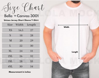 Bella Canvas Size Chart Bella Canvas 3001 Size (Download Now) - Etsy