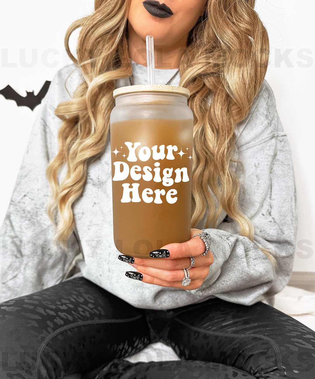 Frosted Glass Mockup, Frosted Libbey Glass Mockup, Glass Can Mockup, 16