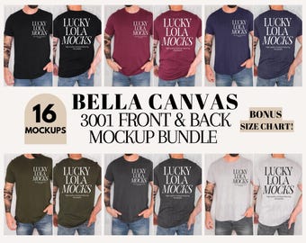 Bella Canvas 3001 Front Back Bundle, Front and Back Men Mock Up, Bella Front and Back Crewneck Mockup, Front and Back Mockup Bundle