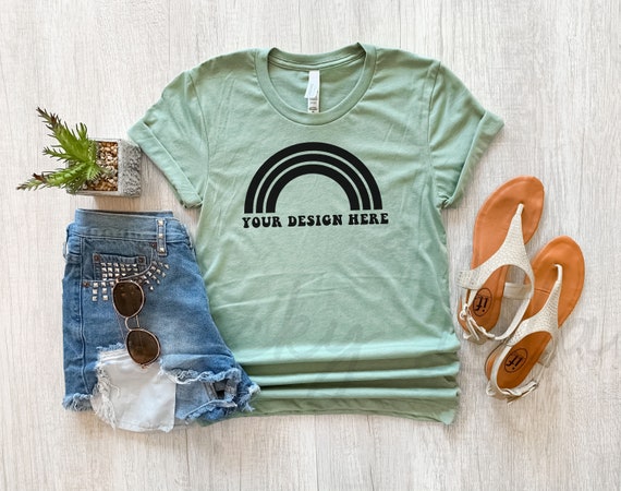 Bella Canvas 3001 Heather Sage Mockup 