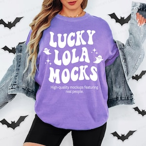Halloween Comfort Colors 1717 Violet Mockup, Model Mockup, C1717 Violet Mockup, Oversized Shirt Mockup, Tshirt Mockup, Comfort Colors Mockup