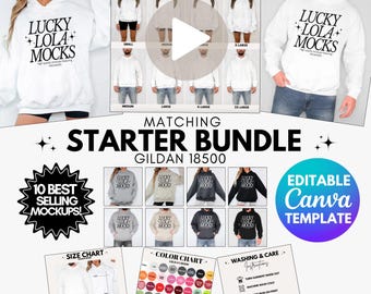 Men and Women Gildan 18500 Video Starter Bundle, Gildan 18500 Video Mockup, Gildan 18500 Hoodie Color Chart, Gildan 18500 Mockup Bundle