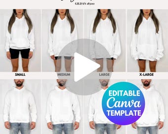 Editable Gildan 18500 Matching Hoodie Video Size Chart Mockup