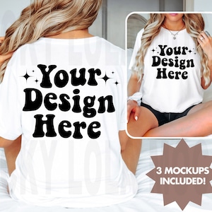 Vorder- und Rückseite Bella Canvas 3001 Weiß Mockup, Rückseite Mockup, Vorderseite Rückseite Mockup 3001, Weißes T-Shirt MockUp, Oversized Mockup, Modell Mock