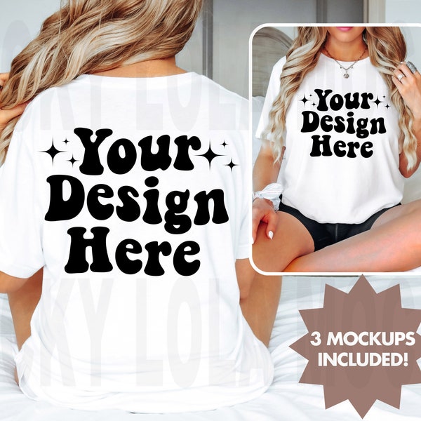 Front and Back Bella Canvas 3001 White Mockup, Backside Mockup, Front Back Mockup 3001, White T Shirt Mock Up, Oversized Mockup, Model Mock