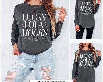Comfort Colors 6014 Mockup, Comfort Colors 6014 Pepper Mockup, Pepper Shirt Mockup, Long Sleeve Shirt Mockup, Comfort Colors Bundle, 6014