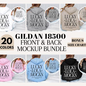 Gildan 18500 Mockup Bundle, Gildan 18500 Front and Back Mockup, Front and Back Hoodie Mockup, Gildan Hoodie Front and Back Mockup
