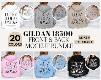 Gildan 18500 Mockup Bundle, Gildan 18500 Front and Back Mockup, Front and Back Hoodie Mockup, Gildan Hoodie Front and Back Mockup