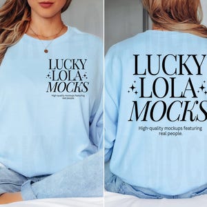 Gildan 2400 Light Blue Front and Back Mockup, Gildan 2400 Mockup, Gildan Long Sleeve Mockup, Long Sleeve Shirt Mock Up, Front Back Mockup