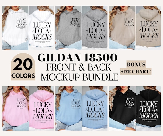 Gildan 18500 Front and Back Mockup Bundle, Gildan 18500 Mockup Bundle, Gildan Hoodie Mockup, g185 Mockup Bundle, 18500 Front Back Mockup