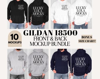 Front and Back Gildan 18500 Mockup Bundle, Hoodie Mockup Bundle, Gildan Hoodie Mockup, 18500 Mockup, Model Mockup, 18500 Front and Back