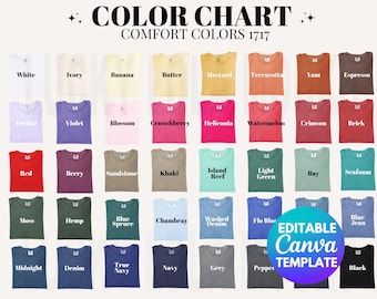 EDITABLE Comfort Colors C1717 Color Chart, Comfort Colors Color Chart, C1717 Color Chart, 1717 Color Chart Mockup, Comfort Colors Mockup