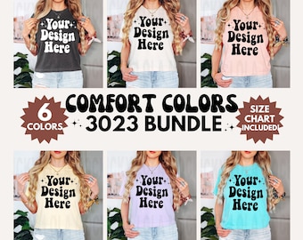 Pacchetto mockup Comfort Colors 3023cl, mockup top corto Comfort Colors, mockup modello, mockup crop Comfort Colors, mockup 3023, mockup 3023CL