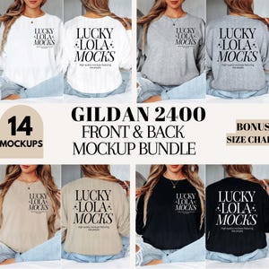 Gildan 2400 Front and Back Mockup Bundle, Gildan Long Sleeve Mockup, Gildan 2400 Front Back, Gildan g240 Mockup, Long Sleeve Shirt Mock Up