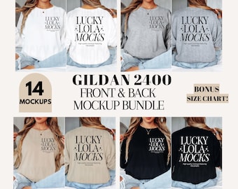 Gildan 2400 Front and Back Mockup Bundle, Gildan Long Sleeve Mockup, Gildan 2400 Front Back, Gildan g240 Mockup, Long Sleeve Shirt Mock Up
