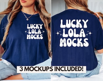 Comfort Colors 1717 True Navy Mockup, Front and Back Mockup, C1717 Mockup, Oversized Comfort Colors 1717 Mockup, Front Back Mockup