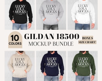 Gildan 18500 Mockup Bundle, Hoodie Mockup Bundle, Gildan Hoodie Mockup, 18500 Mockup, Model Mockup, Gildan Bundle Mockup, Gildan g185