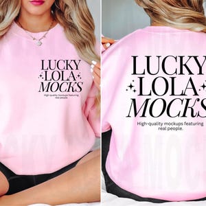 Front and Back Gildan 18000 Light Pink Mockup, Backside Mockup, Front Back Mockup, Gildan Light Pink Sweatshirt Mockup, Model Mockup