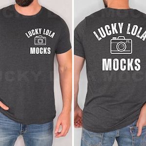 Front and Back Bella Canvas 3001 Heather Dark Gray Mockup, Backside Mockup, Front Back Mockup 3001, Back of Shirt Mockup, 3001 Back Mockup